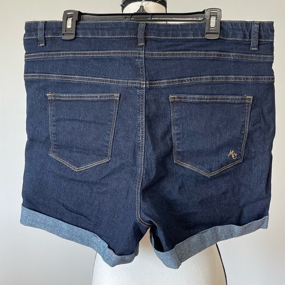Modcloth button fly cuffed size 18 shorts dark wash summer denim jean - Picture 10 of 12